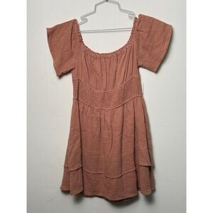 Lelis Collection Terracotta Cotton Gauze Smocked Tiered‎ Mini Dress IM